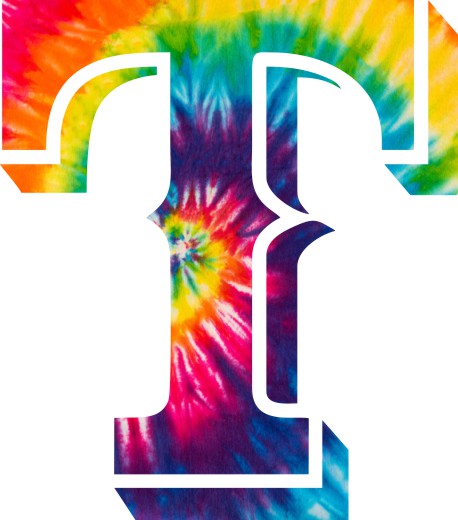 Texas Rangers rainbow spiral tie-dye logo iron on paper